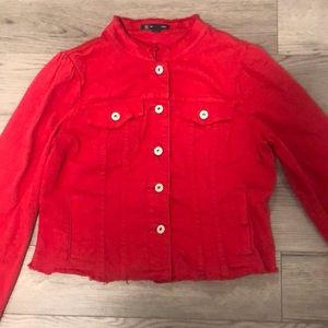 Red button up jacket